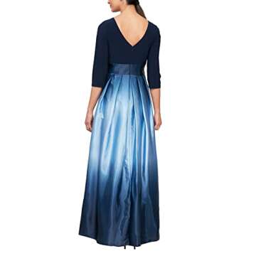 S.L. Fashions Women's Long Satin Mother of The Bride Dress with Pockets, Formal Party Gown in Navy a...