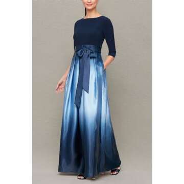 Elegant Long Satin Mother of The Bride Dress with Pockets