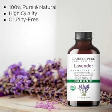 Majestic Pure Organic Lavender Essential Oil - 100% Pure Lavender Oil for Aromatherapy, Massage & Topical Uses, Perfect for Diffuser & Essential Oil Diffuser - 1 fl. oz