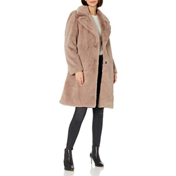 The Drop Women's Kiara Long Oversized Faux Fur Coat, Rose Mauve, M