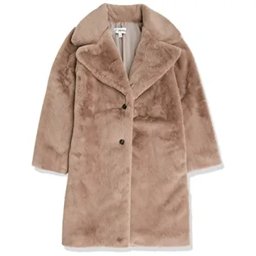 The Drop Women's Kiara Long Oversized Faux Fur Coat, Rose Mauve, M
