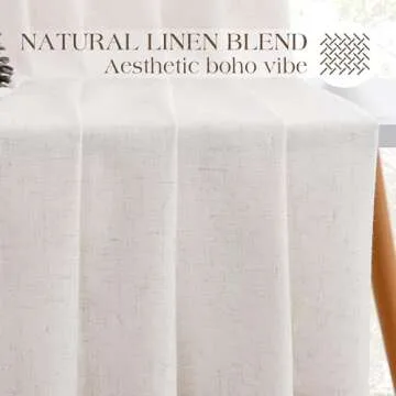 Natural Beige Pinch Pleated Semi Sheer Linen Curtains 102 Inch Length 2 Panels for Living Room Bedroom Cream Colored Boho Room Decor Light Filtering Back Tab Pinch Pleat Window Drapes 102 Long