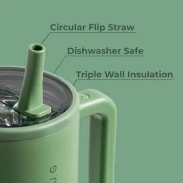 HydroJug Traveler - Modern 40 oz Tumbler with Handle & Simple Flip Straw - Car Cup Holder Friendly, Leak Resistant Water Bottle-Reusable Insulated Stainless Steel & Rubber Base - Gifts for Women & Men