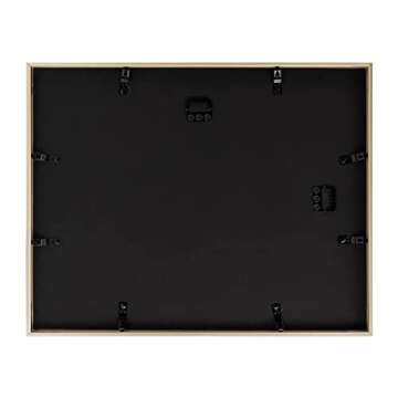 Golden State Art, 11x14 Picture Frame Gold Aluminum (Shiny Brushed) Display Pictures 8x10 with Mat or 11x14 Without Mat Wall Mounting Real Glass Metal Photo Frame