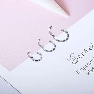 Ubjuliwa 12pcs 16G Rook Piercing Jewelry Eyebrow Rings Stainless Steel Belly Lip Ring Cartilage Hoop Rook Daith Earrings Tragus CZ Body Piercing Curved Barbell