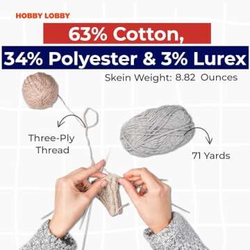 Yarn Bee 5 - Bulky Yarn for Crocheting & Knitting – Soft Yarn Skein – 71 Yards of Cotton, Polyester & Lurex Yarn for Crocheting Blankets, Hats, & More – Craft Supplies for Handcrafting, Golden Natural