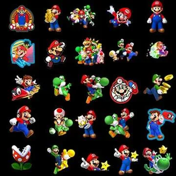 Mariostickers 50 pcs Video Game Stickers,Anime Stickers Cartoon Waterproof Stickers for Water Bottles Gifts,Laptop,Bumper,Computer Stickers and Decals (50PCS)