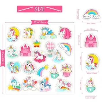 20 PCS Unicorn Thick Gel Clings Unicorn Rainbow Window Gel Clings Decals Stickers for Kids Toddlers ...