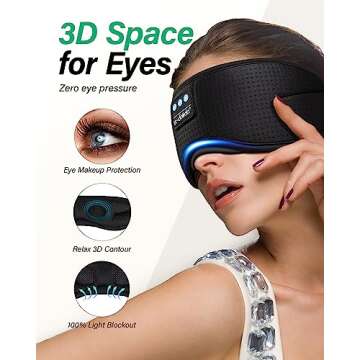 LC-dolida Sleep Headphones, White Noise Bluetooth Sleep Mask 3D Wireless Eye Mask Sleeping with Timi...