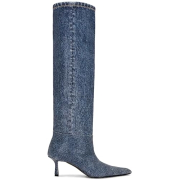 YIYA Stylish Denim Knee High Boots for Women