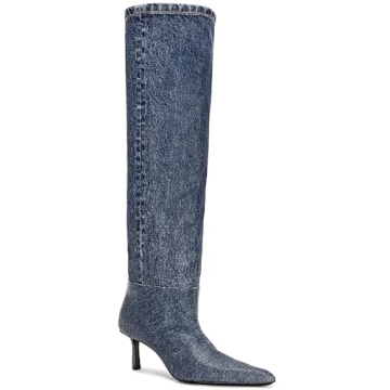 YIYA Stylish Denim Knee High Boots for Women