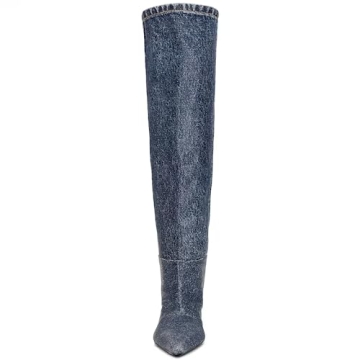 YIYA Stylish Denim Knee High Boots for Women