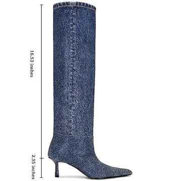 YIYA Stylish Denim Knee High Boots for Women