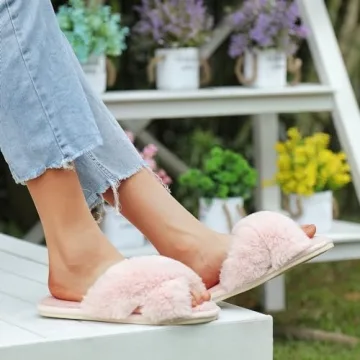 Cozyfurry Women's Cross Band Slippers for Ultimate Comfort