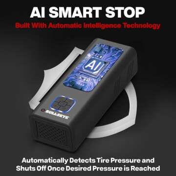 POCKET AIR PRO Tire Inflator Portable Air Compressor by BULLSEYE, Small Cordless 4000MAH Air Compressor Portable Car Tire Air Pump with Pressure Gauge Inflates in 2 Min Works with Inflatables - 100PSI