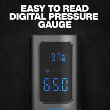 POCKET AIR PRO Tire Inflator Portable Air Compressor by BULLSEYE, Small Cordless 4000MAH Air Compressor Portable Car Tire Air Pump with Pressure Gauge Inflates in 2 Min Works with Inflatables - 100PSI