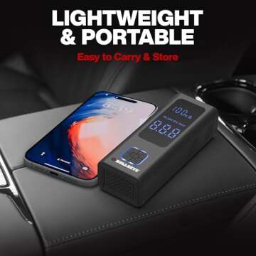 POCKET AIR PRO Tire Inflator Portable Air Compressor by BULLSEYE, Small Cordless 4000MAH Air Compressor Portable Car Tire Air Pump with Pressure Gauge Inflates in 2 Min Works with Inflatables - 100PSI