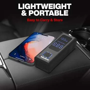 POCKET AIR PRO Tire Inflator Portable Air Compressor by BULLSEYE, Small Cordless 4000MAH Air Compressor Portable Car Tire Air Pump with Pressure Gauge Inflates in 2 Min Works with Inflatables - 100PSI