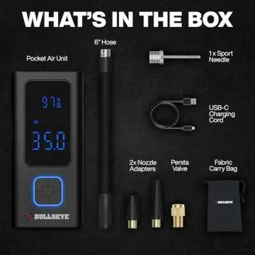POCKET AIR PRO Tire Inflator Portable Air Compressor by BULLSEYE, Small Cordless 4000MAH Air Compressor Portable Car Tire Air Pump with Pressure Gauge Inflates in 2 Min Works with Inflatables - 100PSI