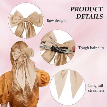 2 PCS Hair Accessories: Black and Champagne Butterfly Hair Barrettes, Ribbons, and Clips - Cute Accessories for Women