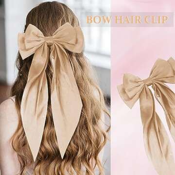 2 PCS Hair Accessories: Black and Champagne Butterfly Hair Barrettes, Ribbons, and Clips - Cute Accessories for Women