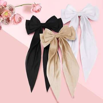 2 PCS Hair Accessories: Black and Champagne Butterfly Hair Barrettes, Ribbons, and Clips - Cute Accessories for Women