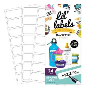 Daycare Labels Value Pack - Bottle Labels (All-Purpose White) and Clothing Labels (Bright White), Wa...