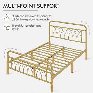 Yaheetech Full Bed Frame Metal Platform Bed with Petal Accented Headboard/Footboard/14.4 Inch Under ...