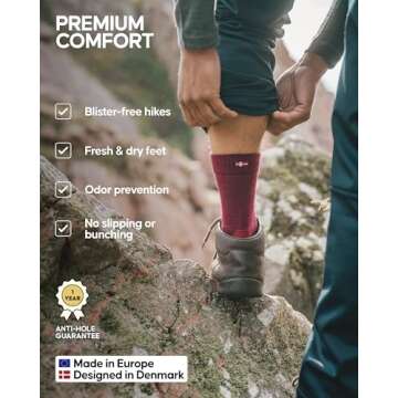 DANISH ENDURANCE Merino Wool Hiking Socks for All Activities