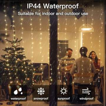 suddus 200 LED Christmas Curtain Lights, Fairy Lights Plug in for Bedroom, String Lights with Remote Indoor Outdoor, Dorm Window Wall Wedding Birthday Decor,Warm White