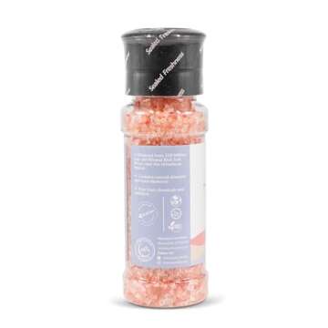 Himalayan Secrets Natural Pink Cooking Salt in Refillable Grinder - 8 oz Healthy Unrefined Coarse Sa...