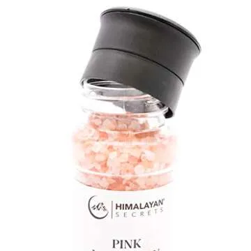 Himalayan Secrets Natural Pink Cooking Salt in Refillable Grinder - 8 oz Healthy Unrefined Coarse Salt Packed with Minerals - Kosher Certified