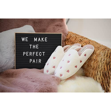 Dearfoams Women's Furry Valentine's Day Slipper, Pink Hearts, Medium