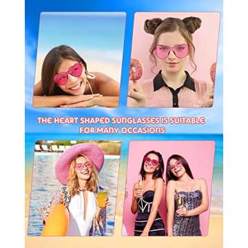 Frienda 8 Pairs Heart Shaped Sunglasses for Women Rimless Heart Glasses Candy Color Heart Sunglasses for Party Favor (Rose Red, Pink)
