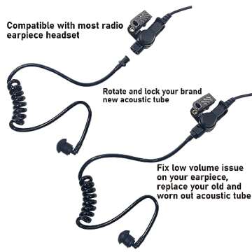 MaximalPower Twist On Replacement Black Coiled Acoustic Tube for Two-Way Radio Surveillance and Listen Only Earpiece (1 Pack)