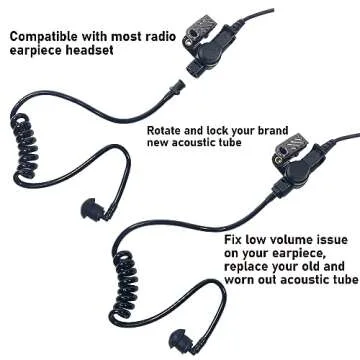 MaximalPower Twist On Replacement Black Coiled Acoustic Tube for Two-Way Radio Surveillance and Listen Only Earpiece (1 Pack)