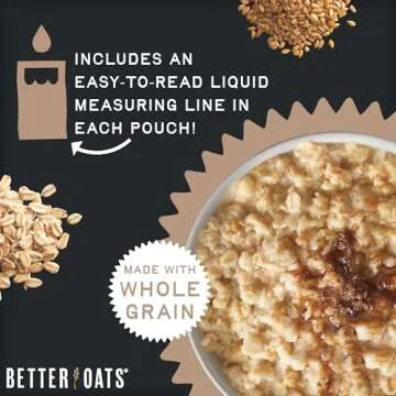 Better Oats Original Steel Cut Oatmeal Packets, Original Flavor,Instant Oatmeal Packets with Steel Cut Oats and Flax Seeds, Quick Oatmeal Pouches Ready in 2.5 Minutes, Box of 10 Pouches (Pack of 6)