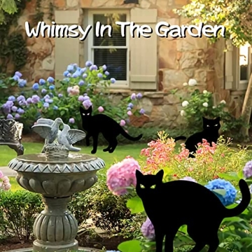 Halloween Black Cat Yard Decor - 4 PCS with Lights