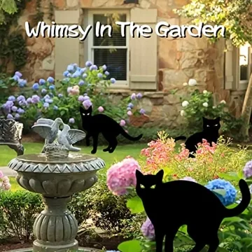 Halloween Black Cat Yard Decor - 4 PCS with Lights