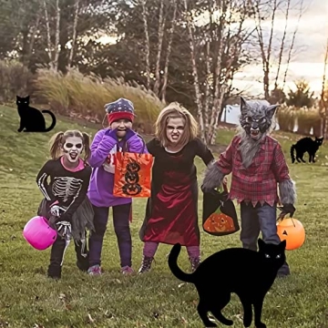 Halloween Black Cat Yard Decor - 4 PCS with Lights