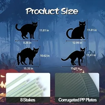 Halloween Black Cat Yard Decor - 4 PCS with Lights