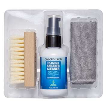 Sneaker Suds Premium Shoe Cleaning Kit, Versatile Sneaker Cleaning Kit with Foaming Sneaker Cleaner, Microfiber Cloth, and Scrub Brush, Easy to Use, Suitable for Various Kinds of Shoes