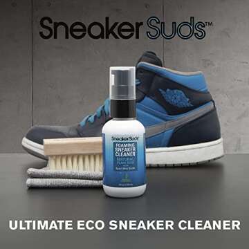Sneaker Suds Premium Shoe Cleaning Kit, Versatile Sneaker Cleaning Kit with Foaming Sneaker Cleaner, Microfiber Cloth, and Scrub Brush, Easy to Use, Suitable for Various Kinds of Shoes