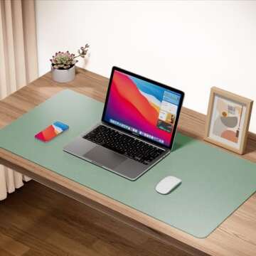 ‎Boutilon Leather Desk Pad 30" x14",Non-Slip Mouse Pad,Office Desk Mat,Waterprooft PU Leather Desk...