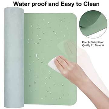 ‎Boutilon Leather Desk Pad 30" x14",Non-Slip Mouse Pad,Office Desk Mat,Waterprooft PU Leather Desk Blotter,Desk Pad Protector,Desk Writing Pad for Home Office Decor (M-Green)