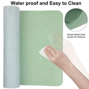 ‎Boutilon Leather Desk Pad 30" x14",Non-Slip Mouse Pad,Office Desk Mat,Waterprooft PU Leather Desk Blotter,Desk Pad Protector,Desk Writing Pad for Home Office Decor (M-Green)