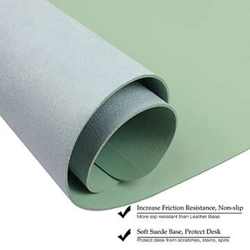 ‎Boutilon Leather Desk Pad 30" x14",Non-Slip Mouse Pad,Office Desk Mat,Waterprooft PU Leather Desk Blotter,Desk Pad Protector,Desk Writing Pad for Home Office Decor (M-Green)