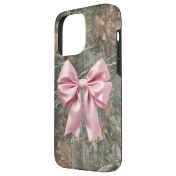 iPhone 15 Pro Max Camo pink bow Case