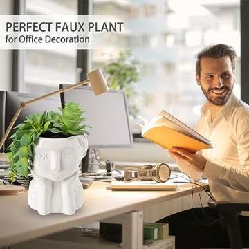 Fake Succulents Plants Artificial Succulents in Ceramic Pots Fake Potted Plants Faux Plants Indoor Fake Plants for Office, Desk, Shelf, Succulent Decor