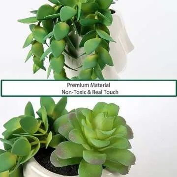 Fake Succulents Plants Artificial Succulents in Ceramic Pots Fake Potted Plants Faux Plants Indoor Fake Plants for Office, Desk, Shelf, Succulent Decor